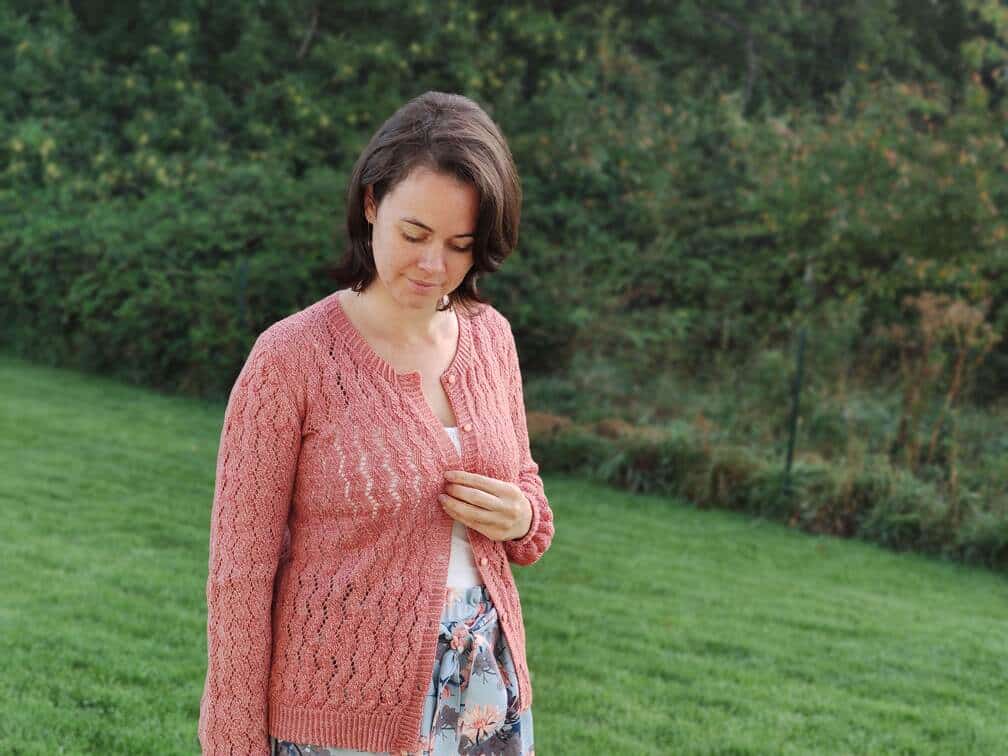 Albizia- gilet en dentelle pour femme au tricot