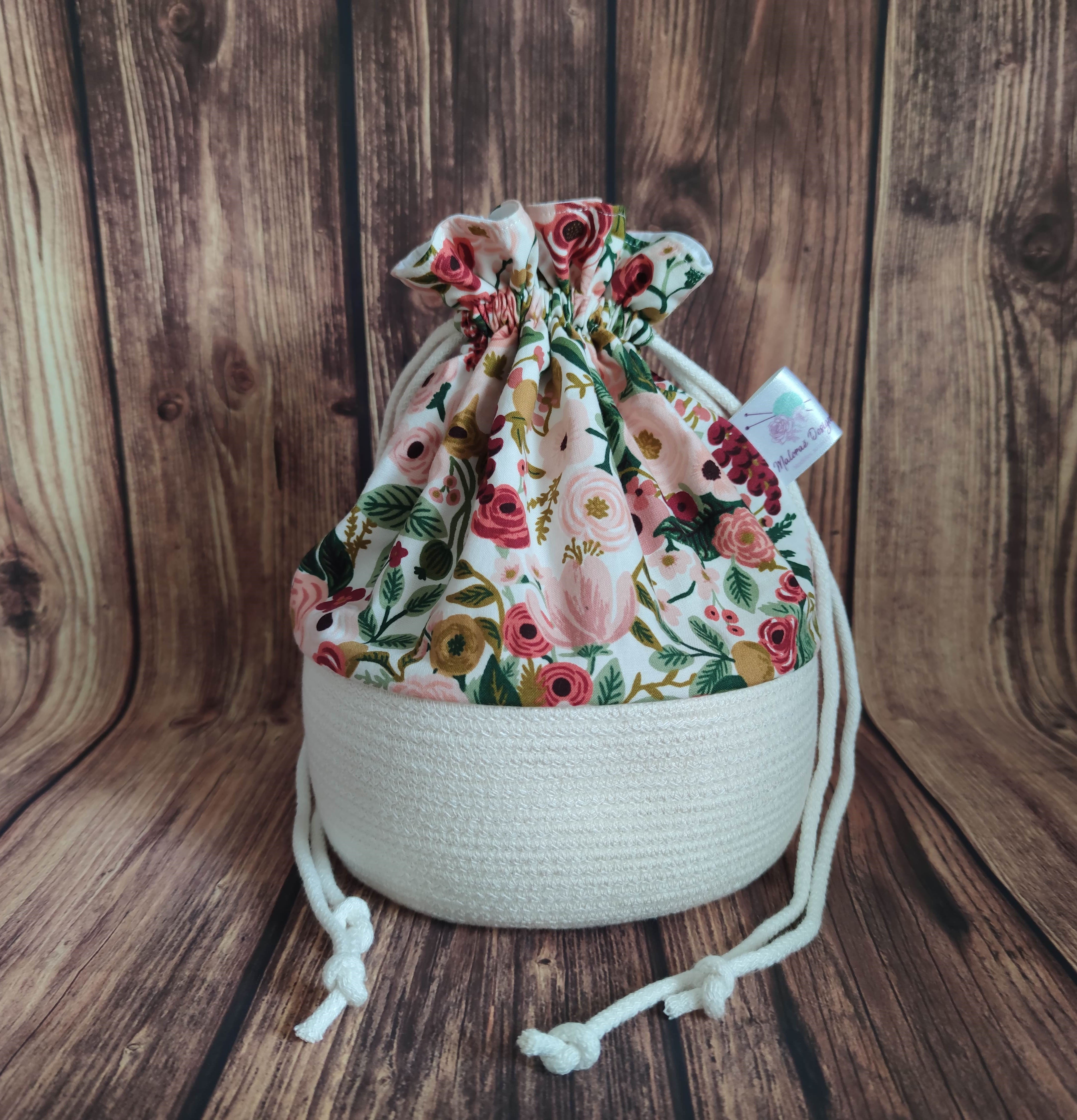 Panier projet tricot - Garden party rose- Taille M - Maloraé Designs