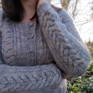 Linen cardigan - Gilet pour femme au tricot - Mars 2022 - Côtes anglaises et tosades - Maloraé Designs