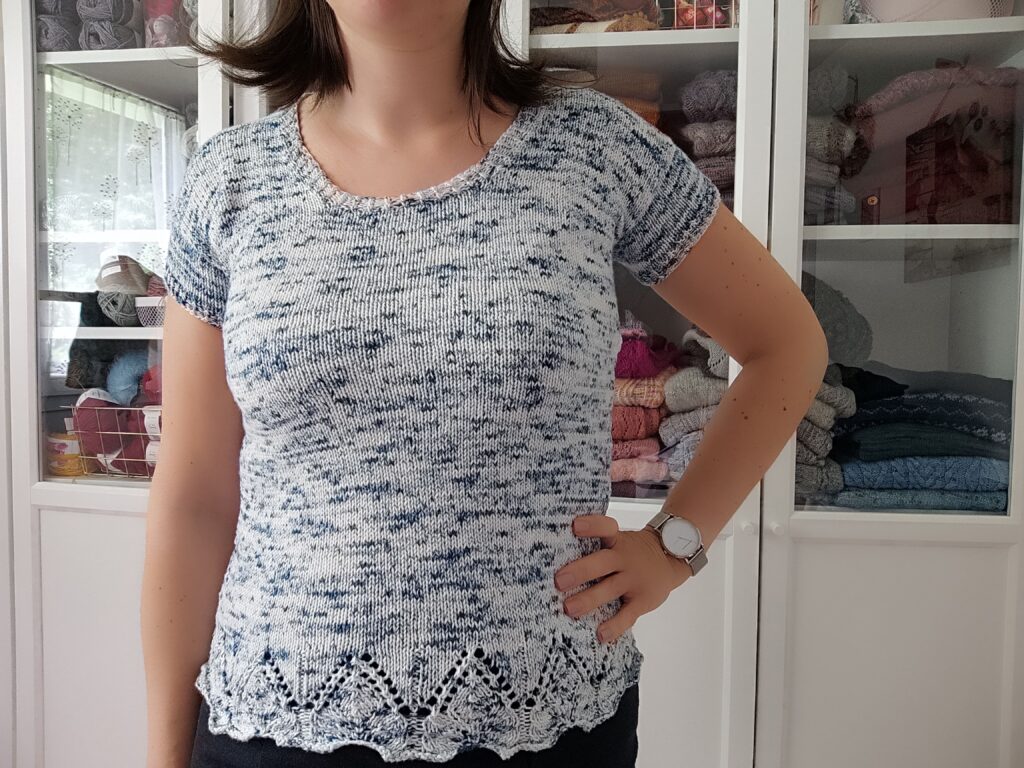 Tee-shirt Borago - Patron tricot femme - Podcast épisode 36 - Maloraé Designs