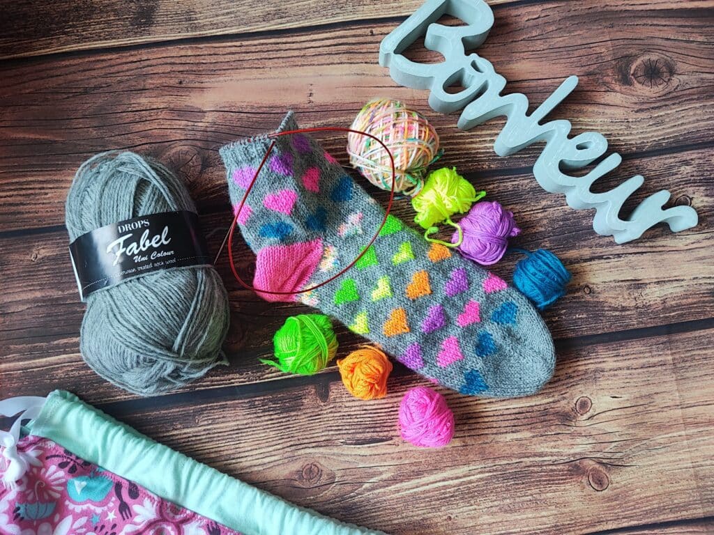 Chaussettes Cœurs au tricot - Podcast épisode 38 - Maloraé Designs