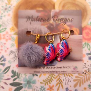 Lots Anneaux marqueurs tricot - Papillons - Accessoires tricot - Maloraé Designs