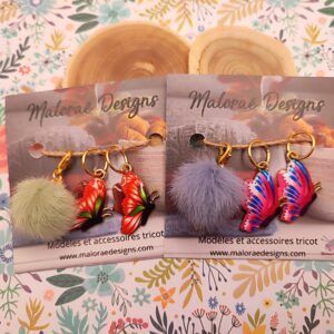 Lots Anneaux marqueurs tricot - Papillons - Accessoires tricot - Maloraé Designs