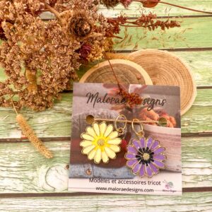 Lots Anneaux marqueurs tricot - Fleurs - Accessoires tricot - Maloraé Designs