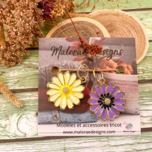 Lots Anneaux marqueurs tricot - Fleurs - Accessoires tricot - Maloraé Designs