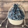 Panier projets tricot - Fleurs Bleues - Taille M - Accessoire tricot - Maloraé Designs