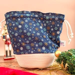 Panier projets tricot - Flocons - Taille M - Accessoire tricot - Maloraé Designs