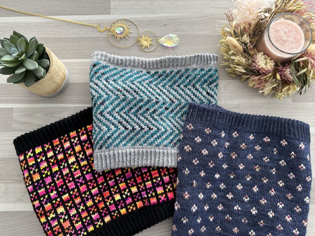 Byblis, un col tricoté en jacquard et réversible ! - Patron de tricot - Maloraé Designs