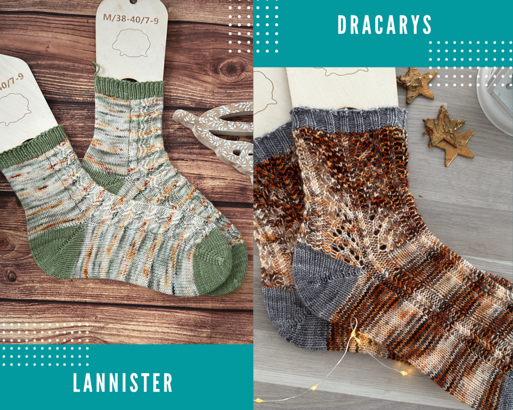 Lannister et Dracarys, patrons de chaussettes (Appel au test) ! - Patrons de tricot - Maloraé Designs