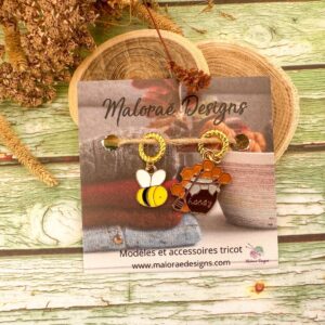 Lots anneaux marqueurs tricot - Abeilles - Accessoires tricot - Maloraé Designs