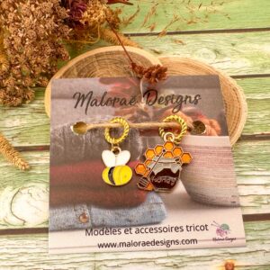Lots anneaux marqueurs tricot - Abeilles - Accessoires tricot - Maloraé Designs
