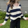 La mini marinière (Little) - Pull au tricot gratuit - enfant - Rayures - Maloraé Designs