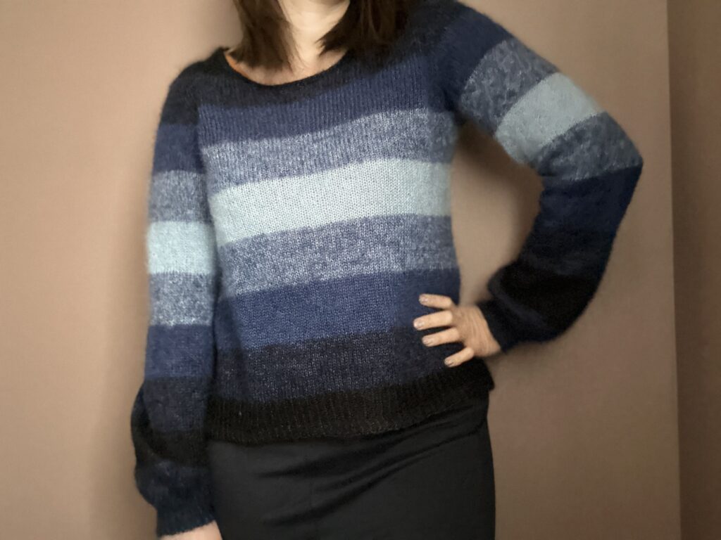 Quiscale - Patron de pull rayé au tricot - Mohair - Maloraé Designs