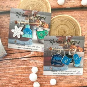 Lot anneaux marqueurs tricot - Hiver cosy - Accessoires tricot - Maloraé Designs