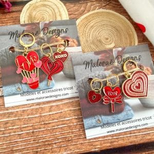 Lot anneaux marqueurs tricot - Love- Accessoires tricot - Maloraé Designs