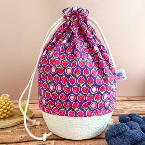 Panier projet tricot - Fraises - Taille L - Accessoires tricot -Maloraé Designs