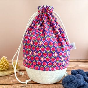 Panier projet tricot - Fraises - Taille L - Accessoires tricot -Maloraé Designs