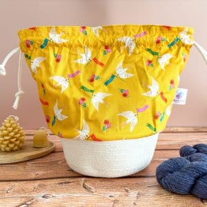 Panier projets tricot - Hirondelles - Taille M - Accessoire tricot - Maloraé Designs