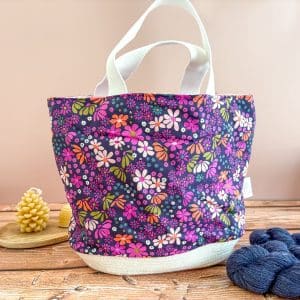 Paniers à projets tricot nomade - Maguerites - Taille M - Accessoires tricot - Maloraé Designs
