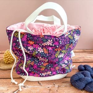 Paniers à projets tricot nomade - Maguerites - Taille M - Accessoires tricot - Maloraé Designs